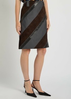 Versace Panelled Leather and Mohair-blend Knee-length Skirt Grey