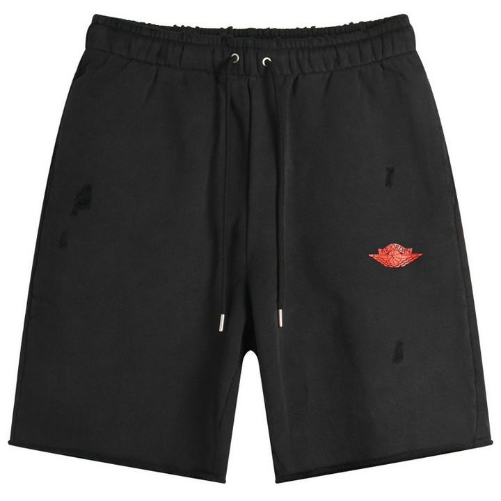 Photo: Air Jordan Rare Air Pullover Fleece Short in Black/Chile Red