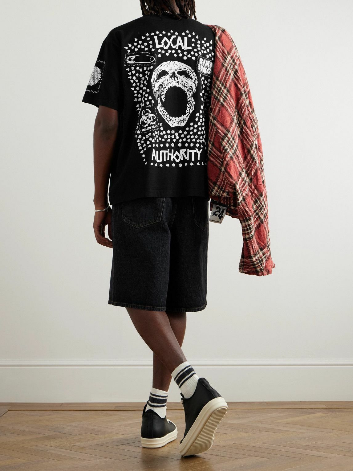 Local Authority LA - Stud Skull O Logo-Print Cotton-Jersey T-Shirt - Black