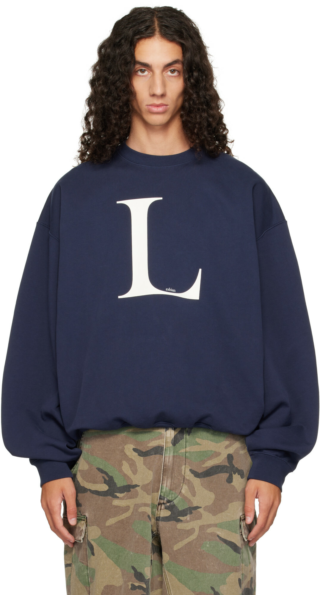 VETEMENTS Navy 'L-esbian' Oversized Sweatshirt