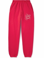 Cherry Los Angeles - Bowling Broncos Tapered Logo-Embroidered Cotton-Jersey Sweatpants - Red