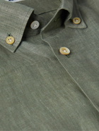 Kiton - Button-Down Collar Linen Shirt - Green