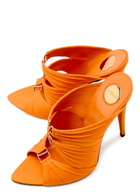 Saint Laurent Emilie 110 Ruched Satin Sandals Orange