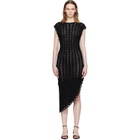 Loulou de Saison Black Malena Ruffled Crochet Midi Dress