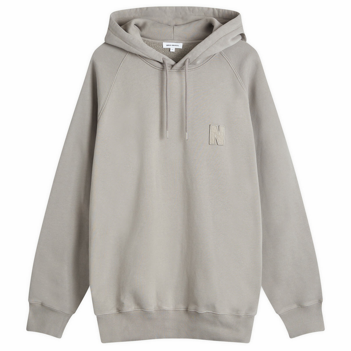Norse Projects Men's Marten Raglan N Patch Hoodie in Weather Grey