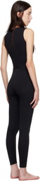 SKIMS Black Contour Nylon Front Zip Catsuit