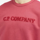 C.P. Company Men's Cotton Diagonal Fleece Logo Sweatshirt in Red Bud