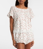 Posse Delia lace-trimmed printed cotton blouse