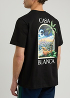 Casablanca LA Night Logo Cotton T-shirt Black