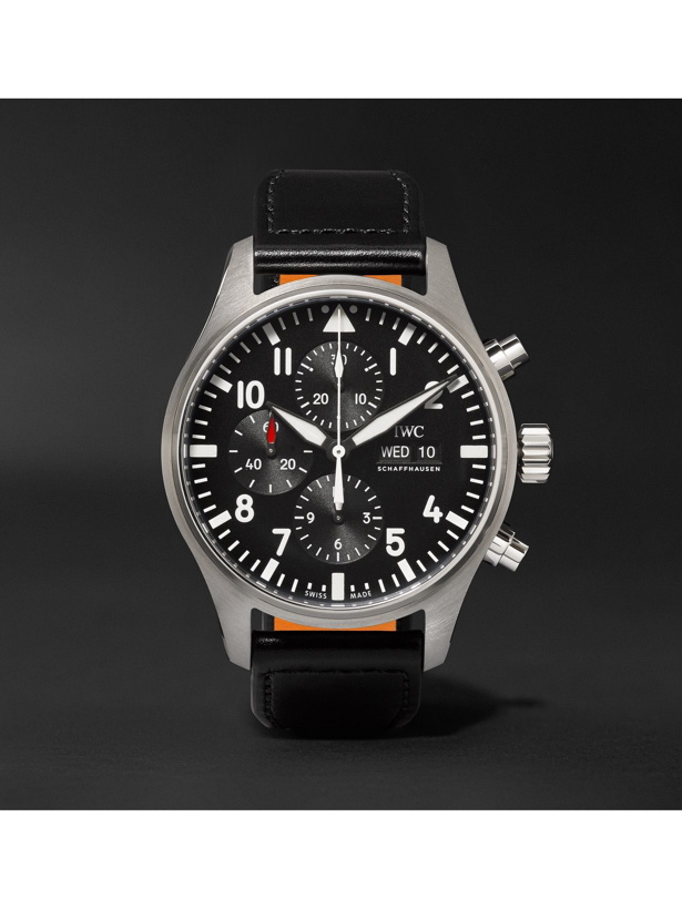 Photo: IWC Schaffhausen - Pilot's Automatic Chronograph 43mm Stainless Steel and Leather Watch, Ref. No. IW377709