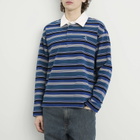 Le Père Men's Long Sleeve Rugby Polo Shirt in Jouvet Stripe