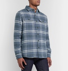 Faherty - Faux Shearling-Lined Checked Cotton and Wool Shirt Jacket - Blue