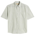 FrizmWORKS Men's OG Stripe Seersucker Short Sleeve Shirt in Green