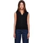 Cordera Black Merino Wool Button Waistcoat Cardigan