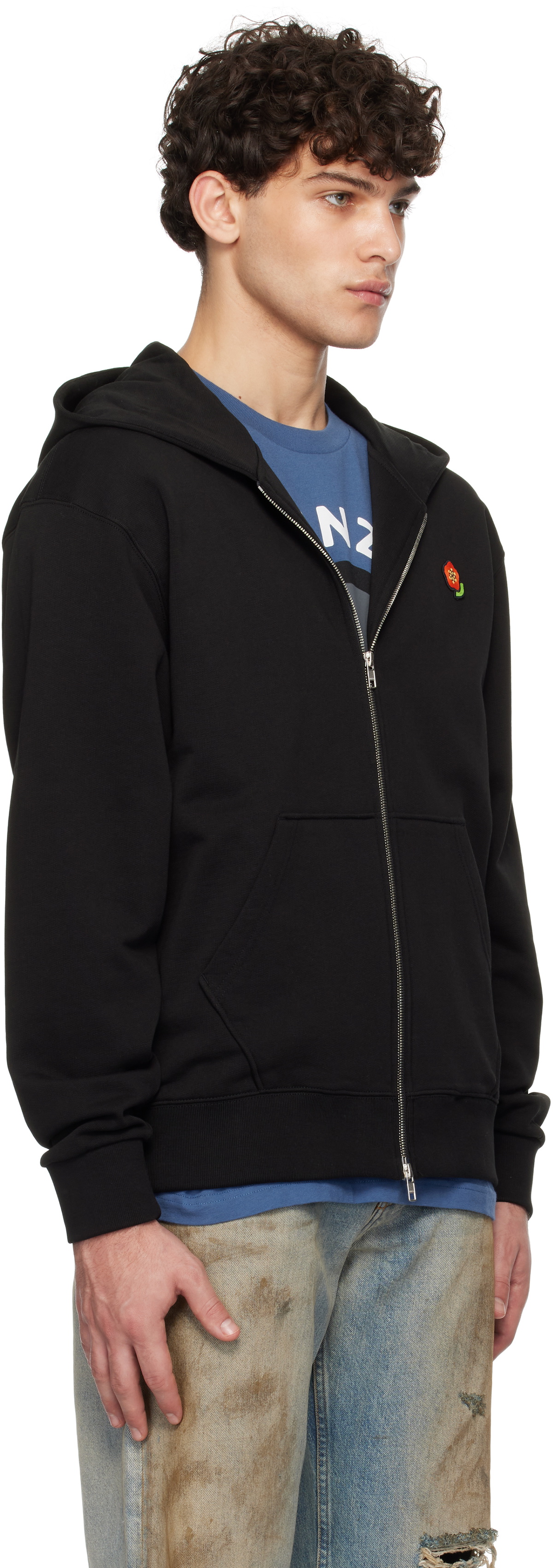 Kenzo Black Kenzo Paris Pop Embroidered Zipped Hoodie Kenzo