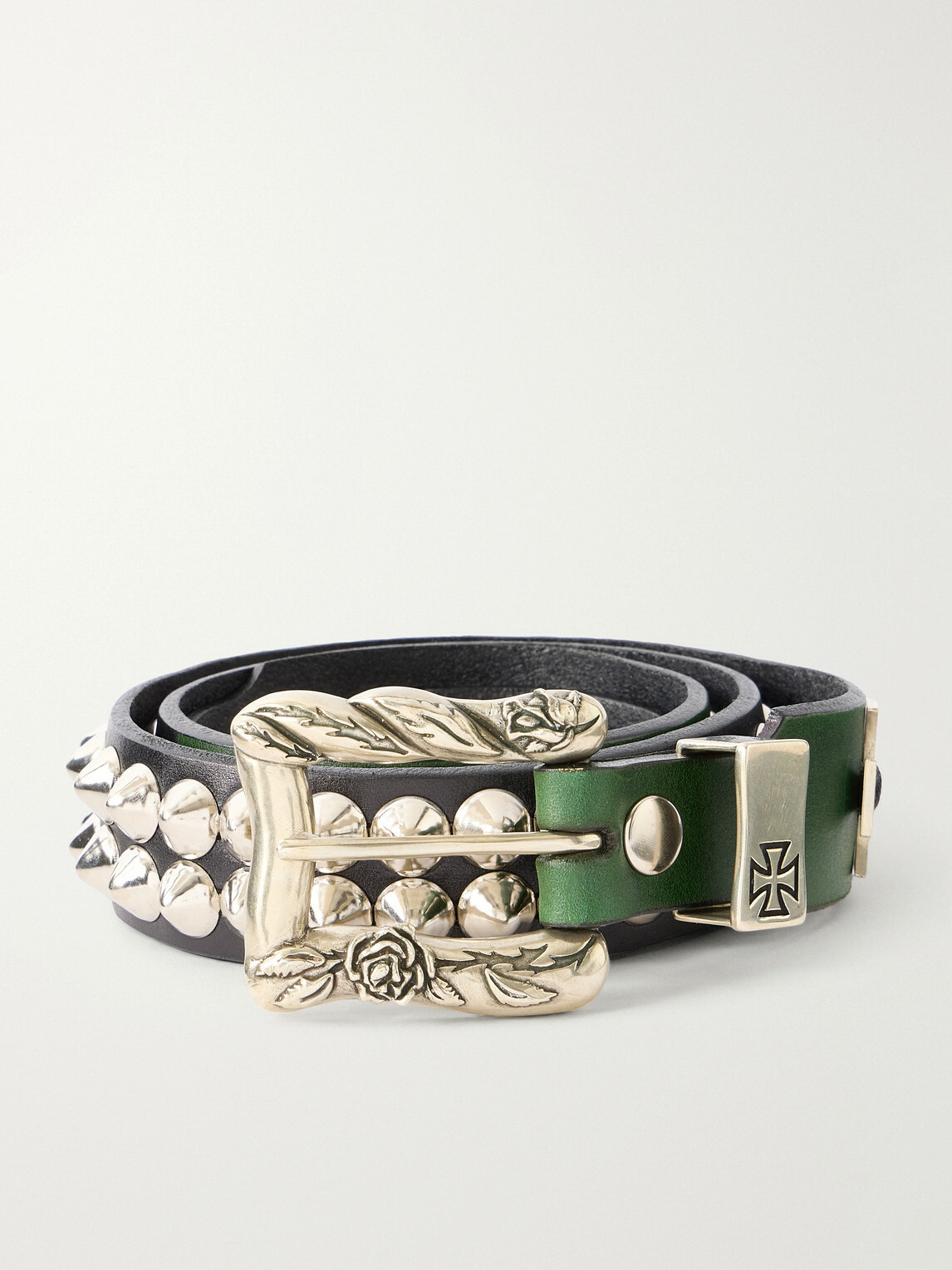 Enfants Riches Déprimés - 3.5cm Studded Leather Belt - Green