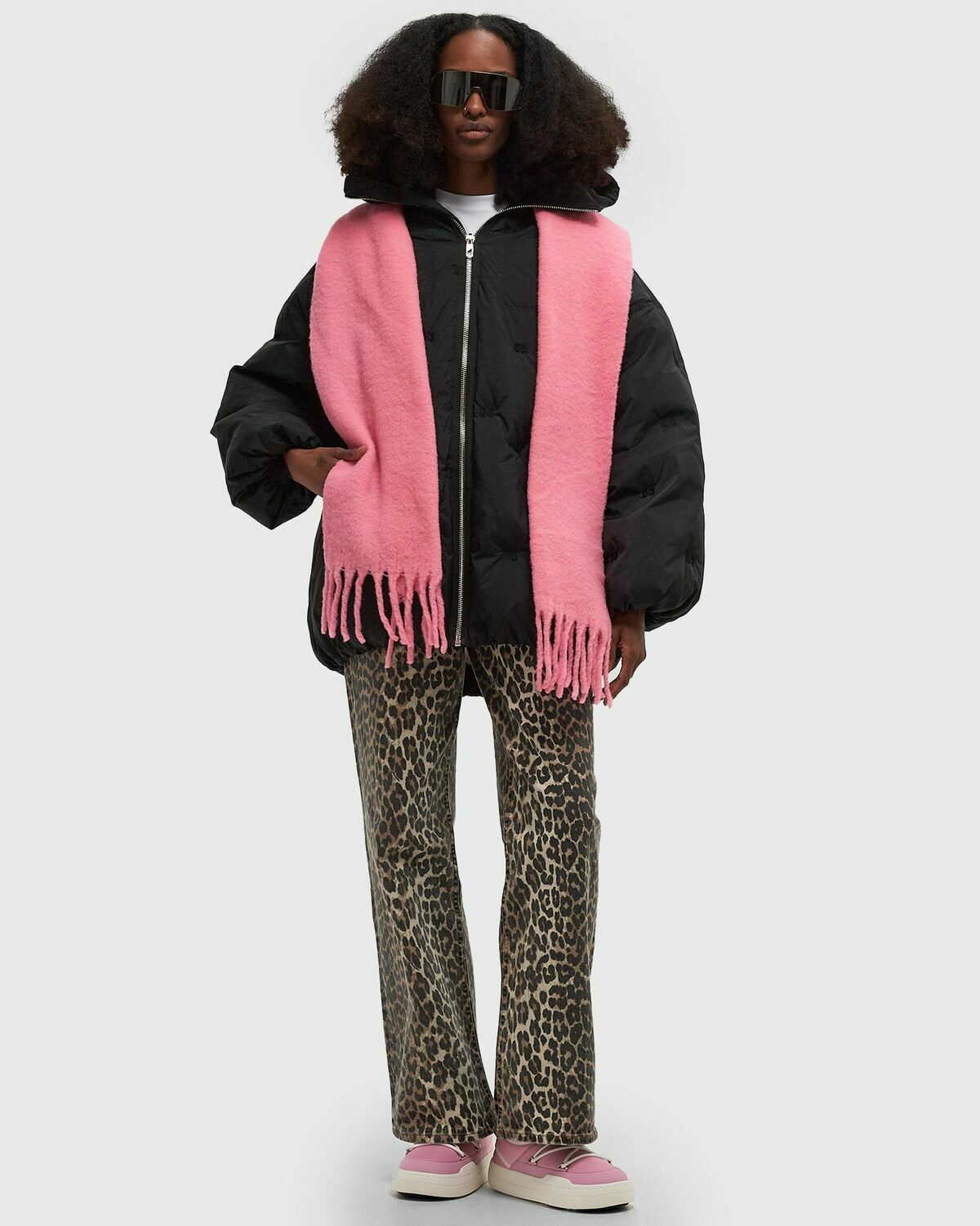 Ganni Nylon Tech Puffer Midi Jacket Black Womens Down & Puffer Jacket