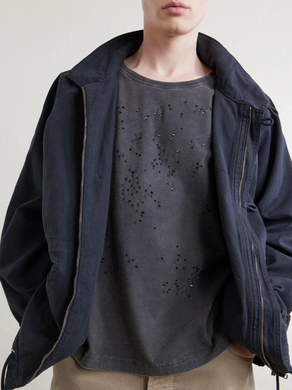 mfpen - Distressed Organic Cotton-Jersey T-Shirt - Gray