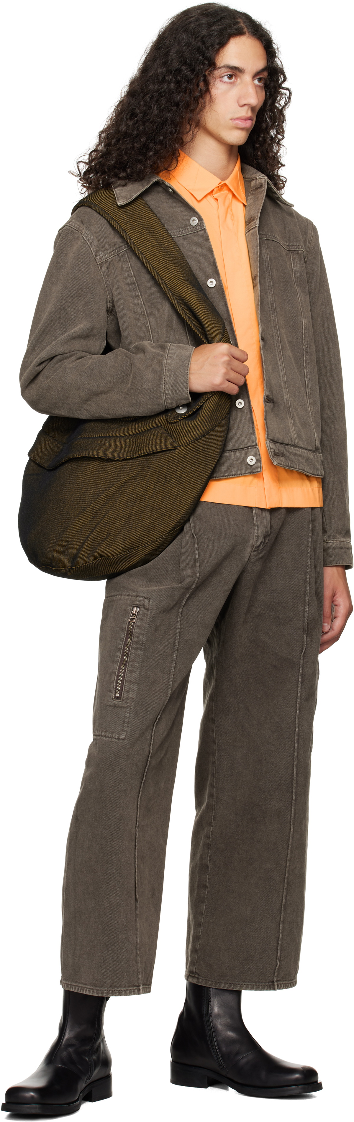 Omar Afridi Brown Octet 2D Denim Cargo Pants