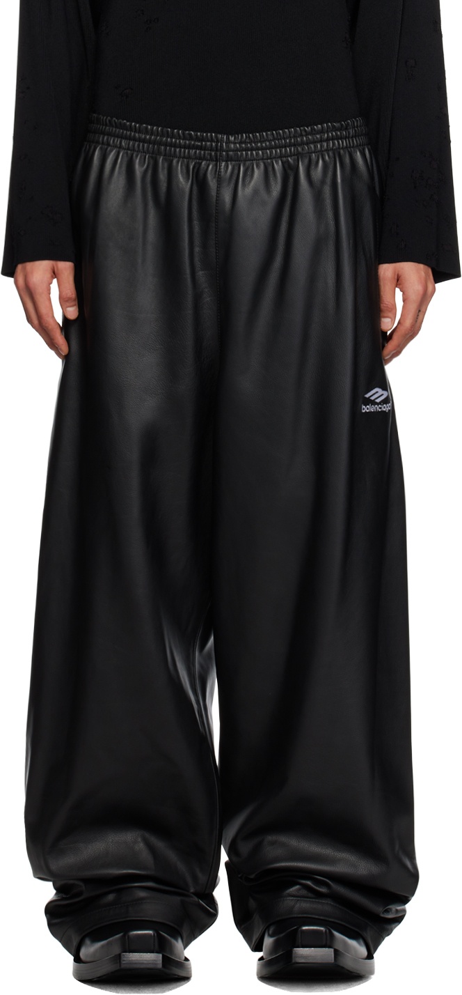 Photo: Balenciaga Black 3B Sports Icon Leather Pants