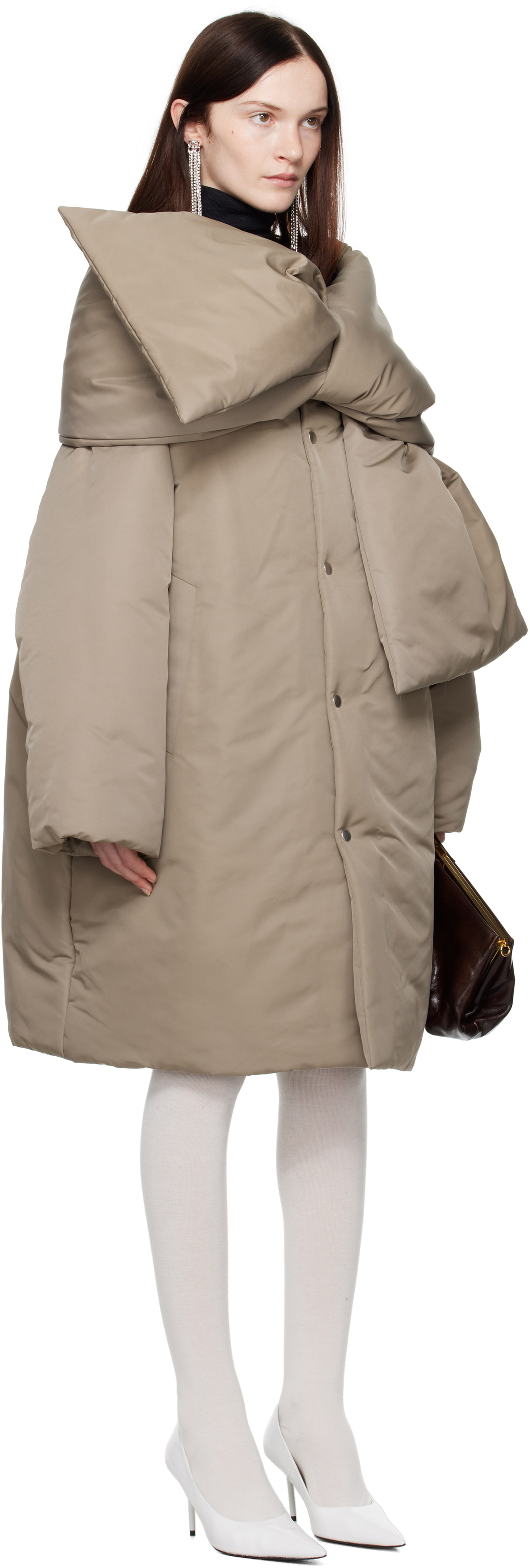 MARIE ADAM-LEENAERDT Gray Scarf Puffer Jacket