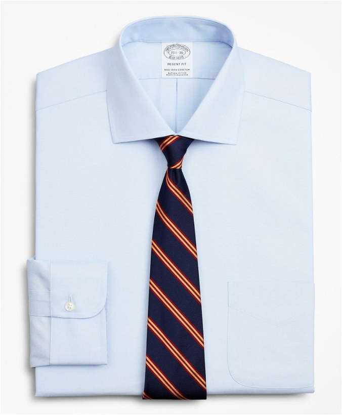 Photo: Brooks Brothers Men's Stretch Regent Regular-Fit Dress Shirt, Non-Iron Pinpoint English Collar | Light Blue