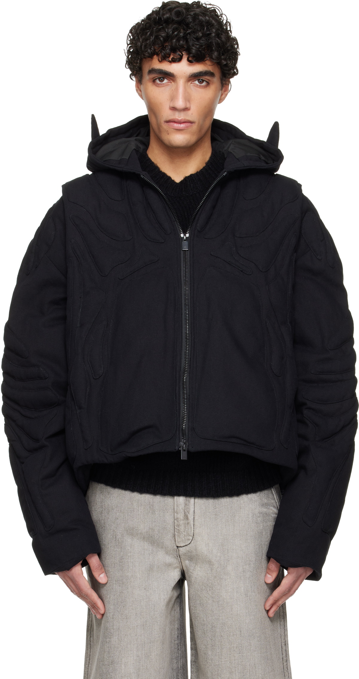HELIOT EMIL Black Concordance Puffed Shirt Jacket Heliot Emil
