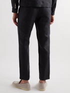 De Petrillo - Slim-Fit Linen Drawstring Trousers - Black