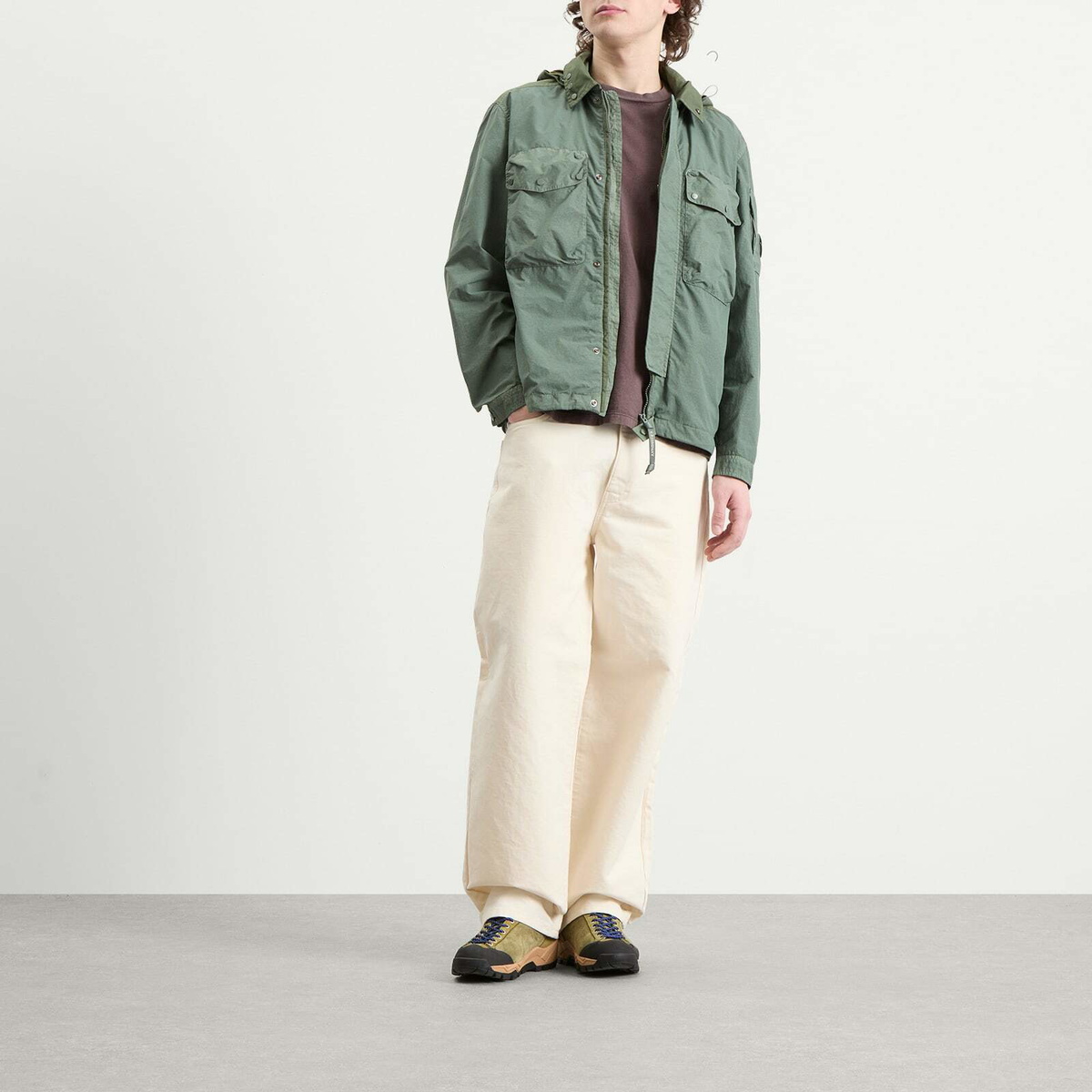 C.P. Company Men's Flatt Nylon Mixed Goggle Overshirt in Laurel Wreath