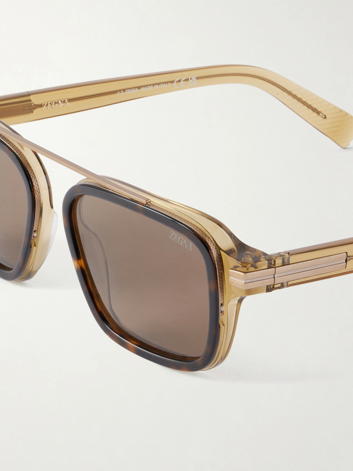 Zegna - Geometric Square-Frame Acetate Sunglasses