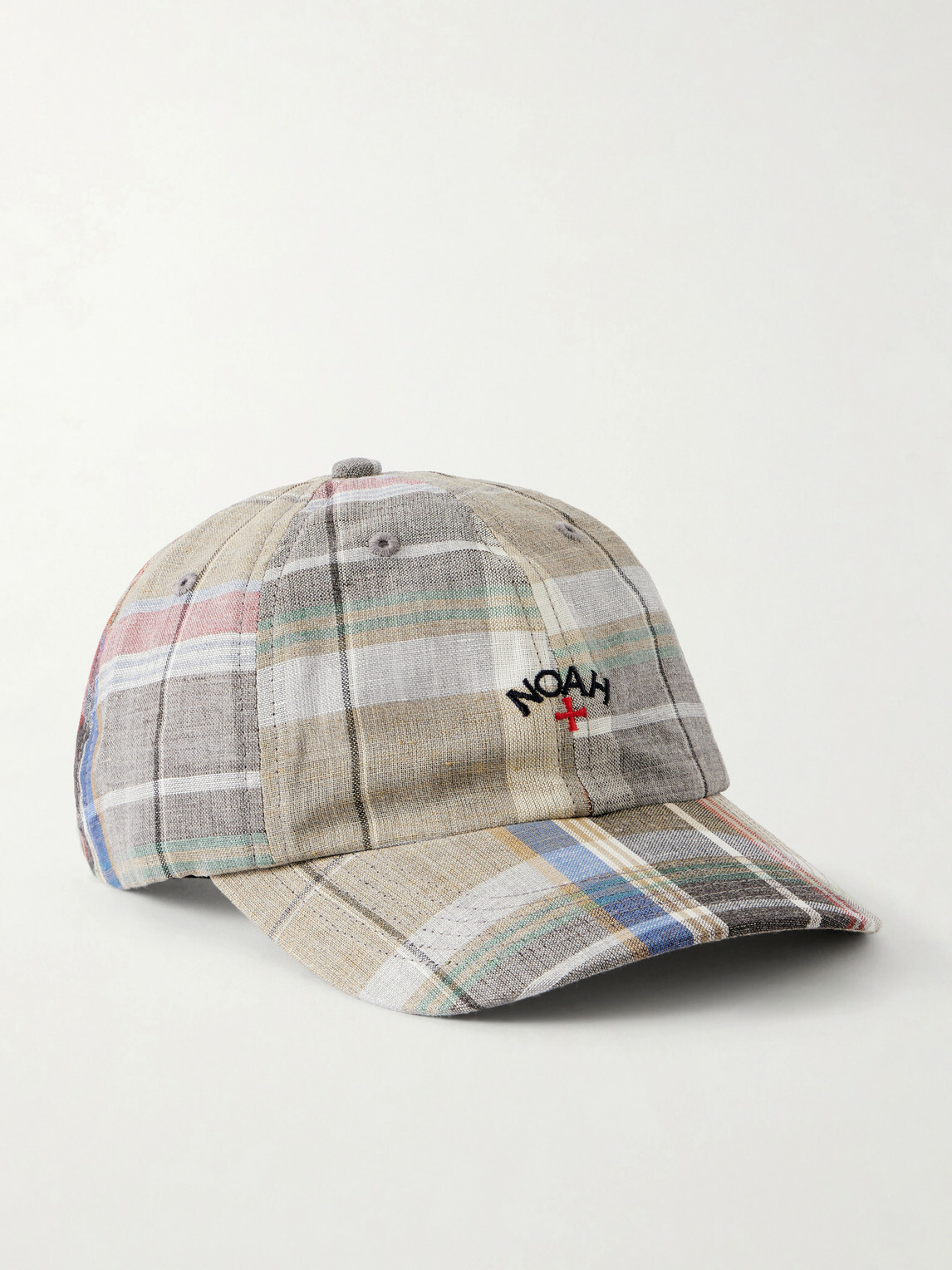 Noah - Logo-Embroidered Checked Wool and Linen-Blend Cap