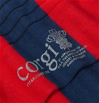 Corgi - Striped Ribbed Cotton-Blend Socks - Red