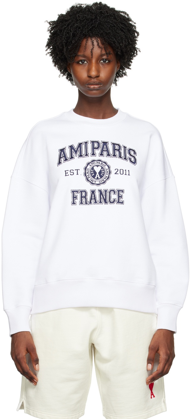 Photo: AMI Alexandre Mattiussi White 'Ami Paris France' Sweatshirt