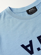 A.P.C. - VPC Logo-Flocked Cotton-Blend Jersey T-Shirt - Blue