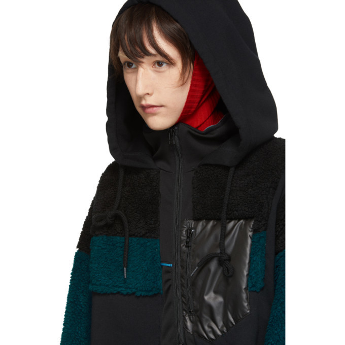 Facetasm Black Mens Fit Anorak Half-Zip Hoodie