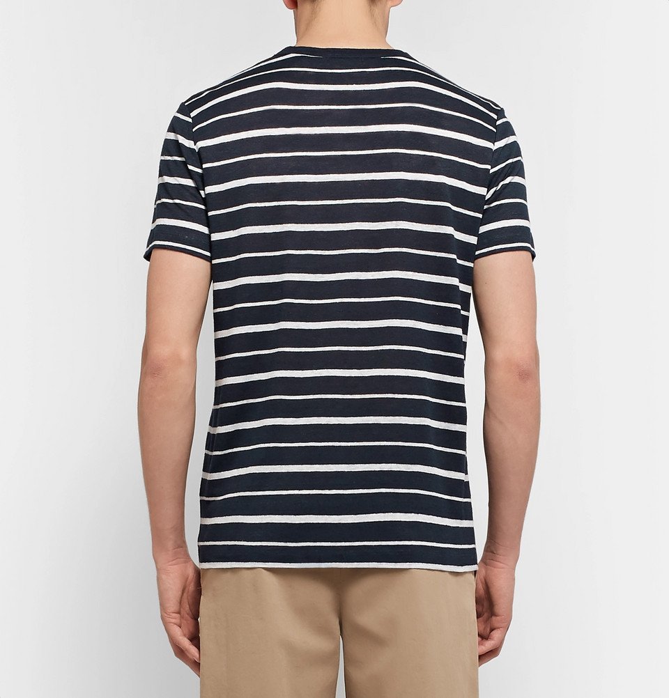 Theory - Striped Slub Linen-Jersey T-Shirt - Navy Theory