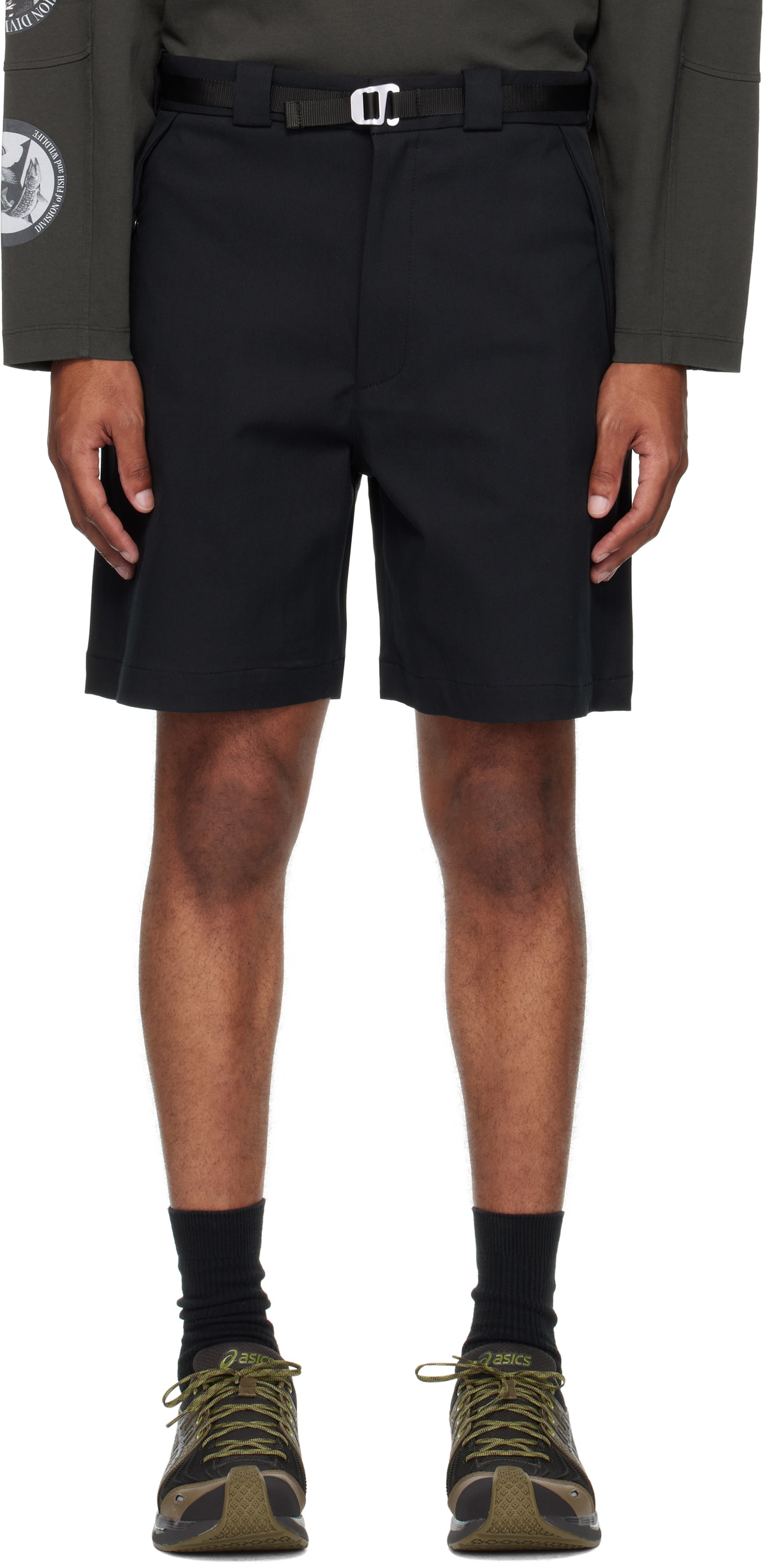 ROA Black Buckle Chino Shorts