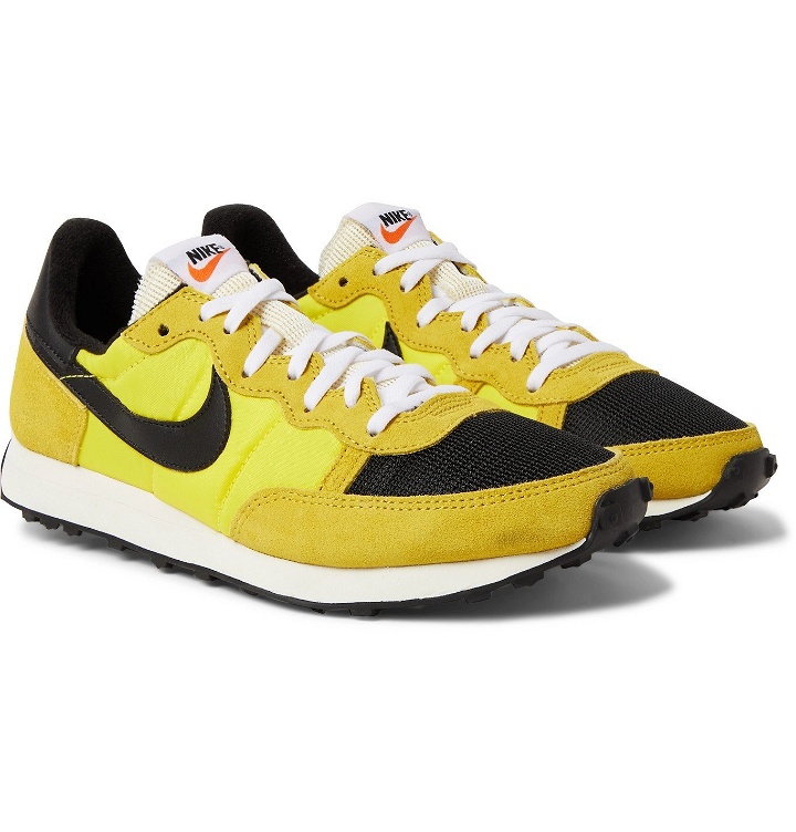 Photo: NIKE - Challenger OG Nylon, Mesh, Suede and Leather Sneakers - Yellow