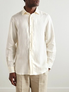 Ralph Lauren Purple label - Cutaway-Collar Silk and Linen-Blend Shirt - Neutrals