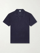 Sunspel - Linen-Piqué Polo Shirt - Blue