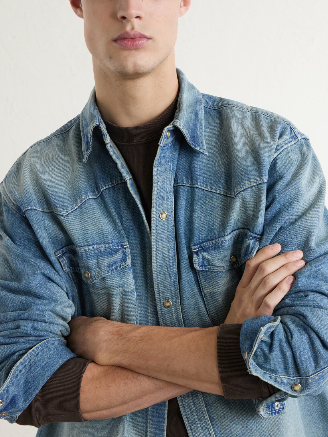A.PRESSE - Vintage Western Denim Shirt - Blue