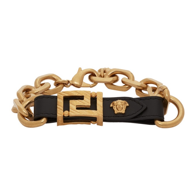 Photo: Versace Gold Leather Strap Bracelet