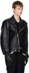 Doublet Black Glove Sleeve Rider's Leather Jacket