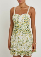 Alice + Olivia Meredith Floral-embroidered Cotton Mini Dress Multicoloured