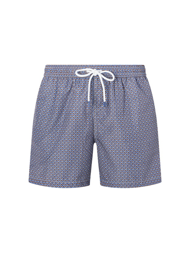 Photo: FEDELI - Madeira Printed Straight-Leg Swim Shorts - Blue