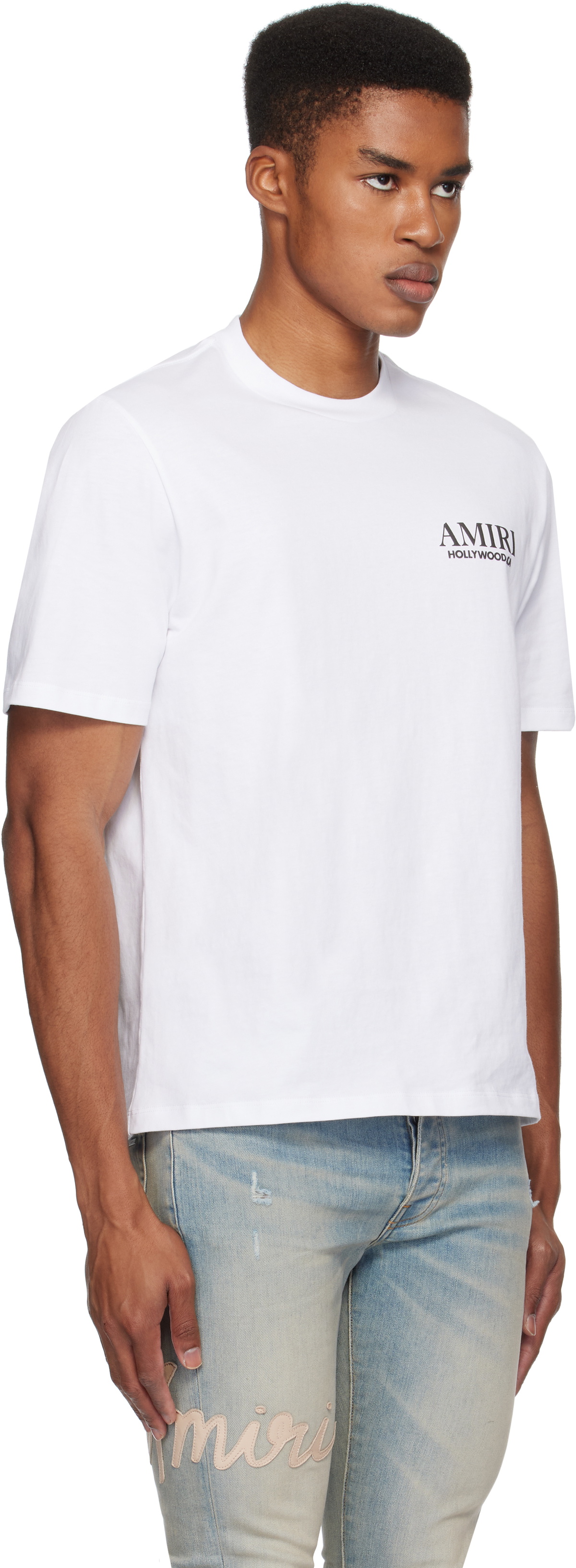 アミリ BONES STACKED TEE メンズ デニムや白のパンツに AMIRI White Bones Stacked T-shirt Amiri