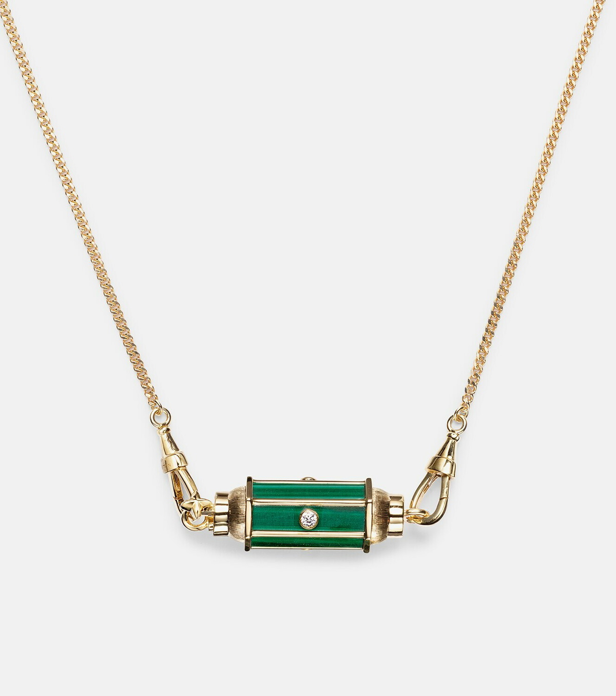 Marie Lichtenberg Baby Locket 18kt gold pendant necklace with malachite and diamonds
