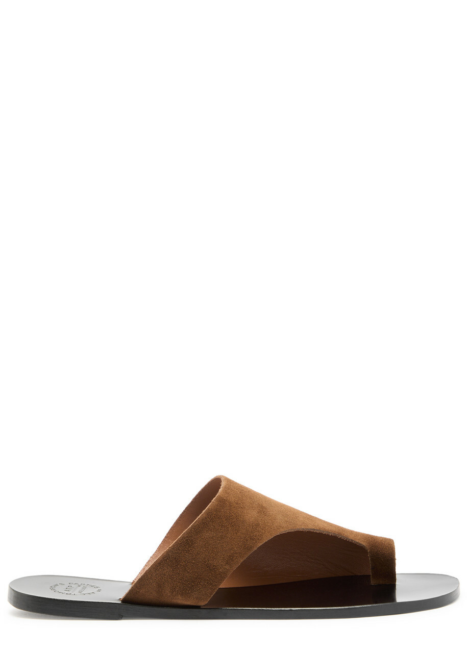 Atp Atelier Rosa Suede Thong Sandals Brown