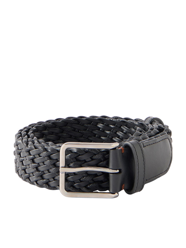 Photo: Loro Piana - 3cm Braided Leather and Cord Belt - Black