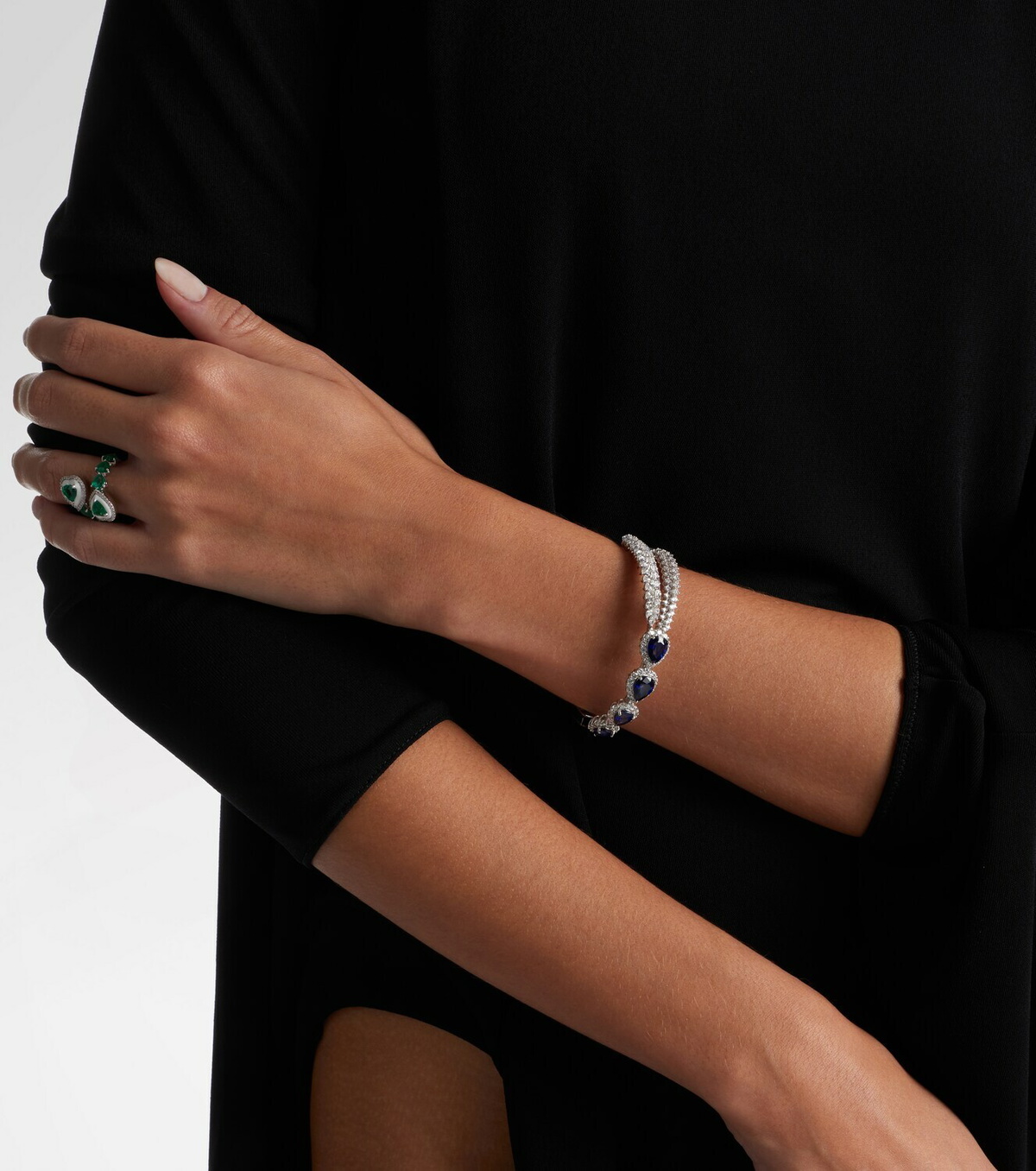 Yeprem Reign Supreme 18kt white gold bangle with sapphires and diamonds